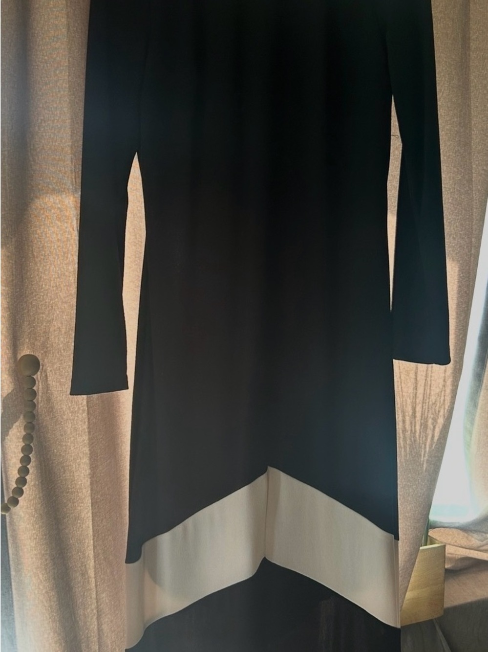 Jessica McClintock Black and Cream Asymmetrical Hem Dress